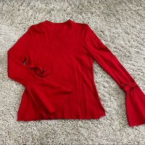 Red bell sleeve sweater